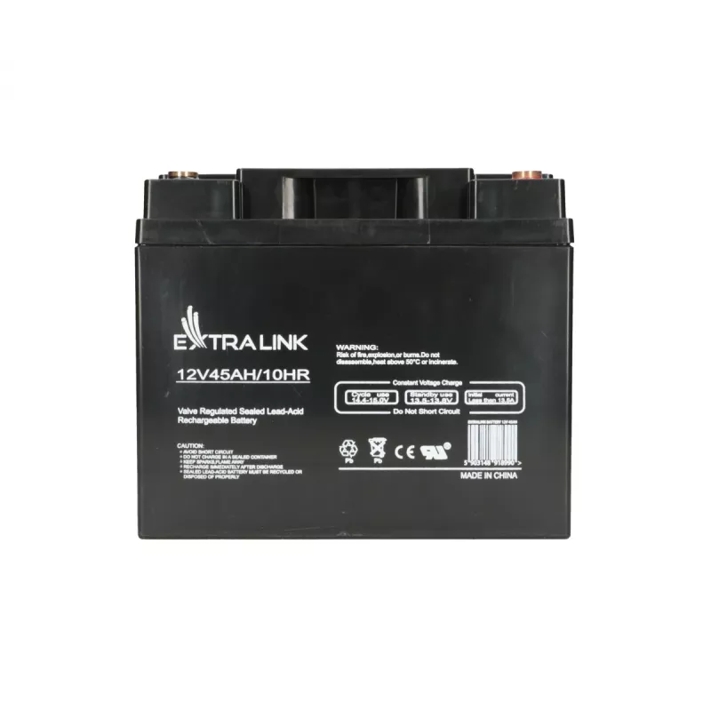 UPS akumulators Extralink Accumulator AGM 12V 45Ah — noslēgts svina-skābes (VRLA), 1 gab., melns