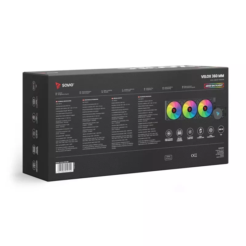 SAVIO VELOX 360mm CPU šķidruma dzesētājs ar ARGB