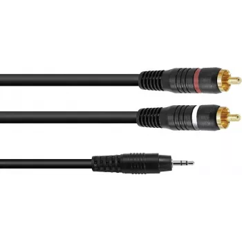 Audio adaptera kabelis Omnitronic 3,5 mm ligzda uz 2×RCA, 6 m, modelis 30225148