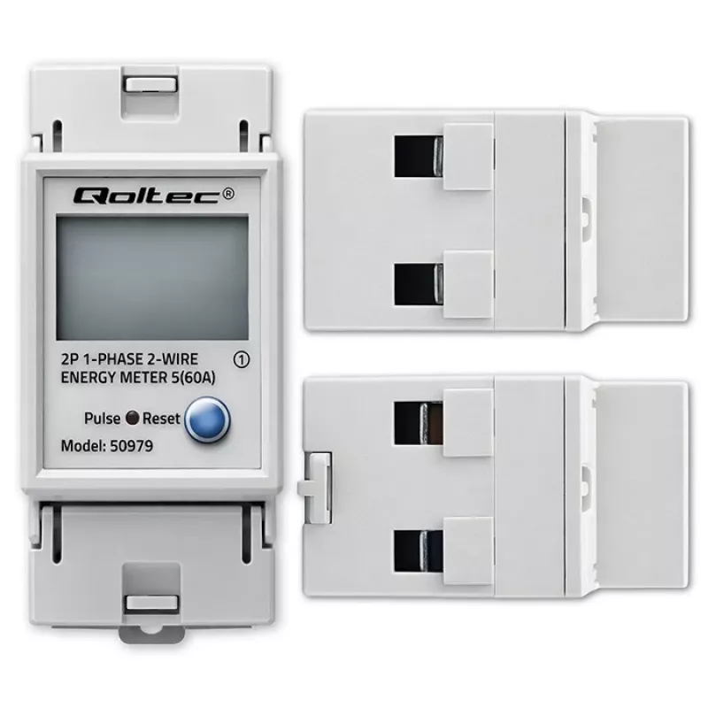 Elektrības skaitītājs QOLTEC vienfāzes DIN-iežugam 230V (MPN 50979)