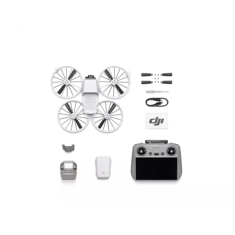Drons DJI Flip 4 ar 48 MP kameru, 4K (3840x2160), 3110 mAh bateriju, 16 m/s, 14 000 m diapazonu, 4 rotoriem, 0,249 kg, melns/baltss