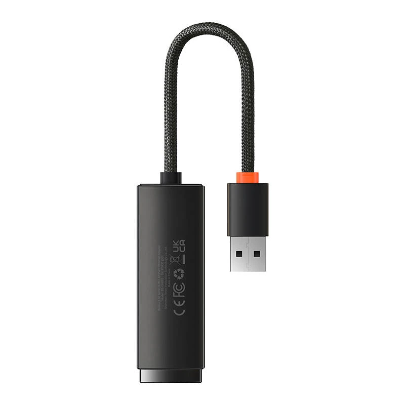 Baseus Lite Series USB–RJ45 tīkla adapteris, 100 Mb/s (melns)