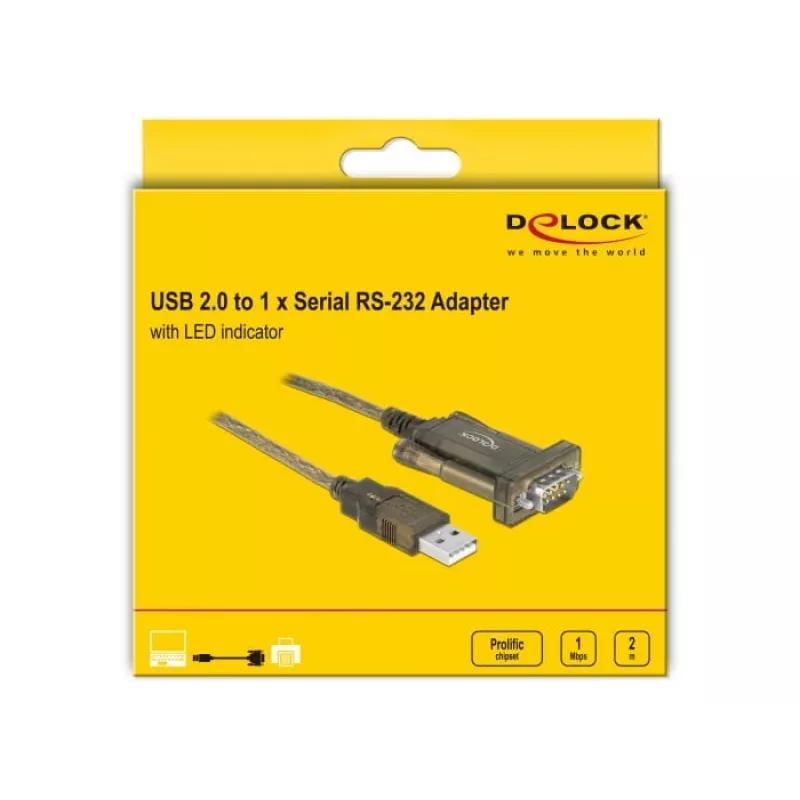 Seriālais kabelis DeLOCK 64073 USB Type-A DB-9 caurspīdīgs 2 m