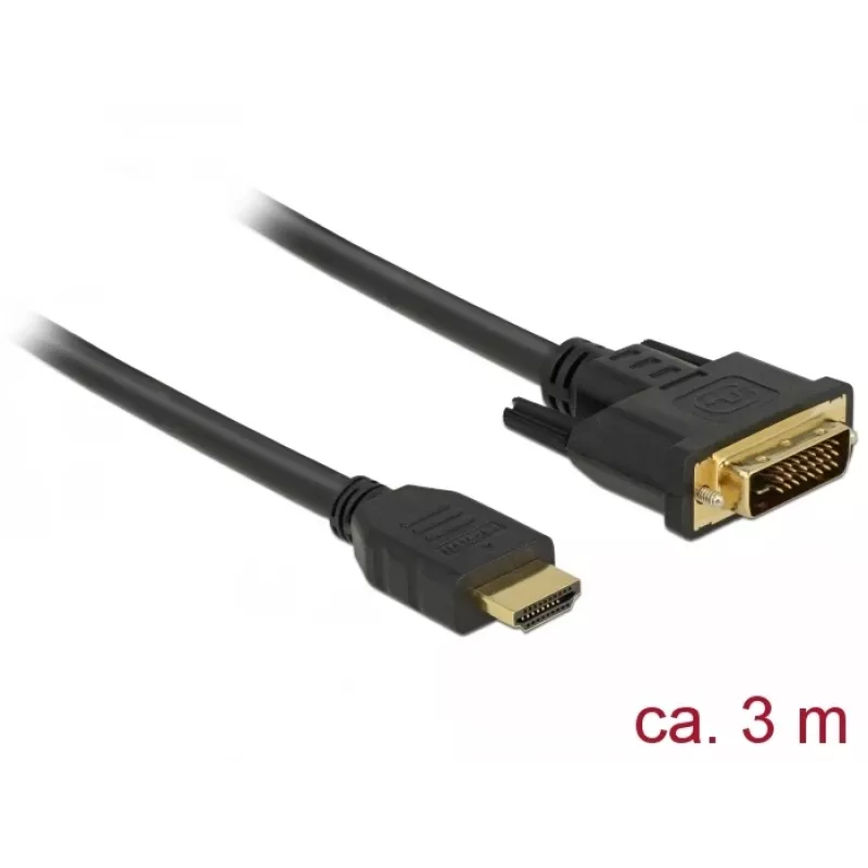 Video kabeļa adapteris DeLOCK 85655 3m HDMI Type A DVI Melns