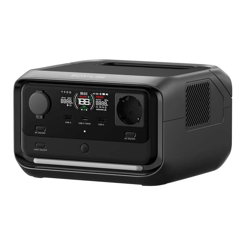 Pārnēsājama elektrostacija EcoFlow River 3 Plus — LiFePO4 286Wh, AC un USB izejas, saules/auto lādēšana