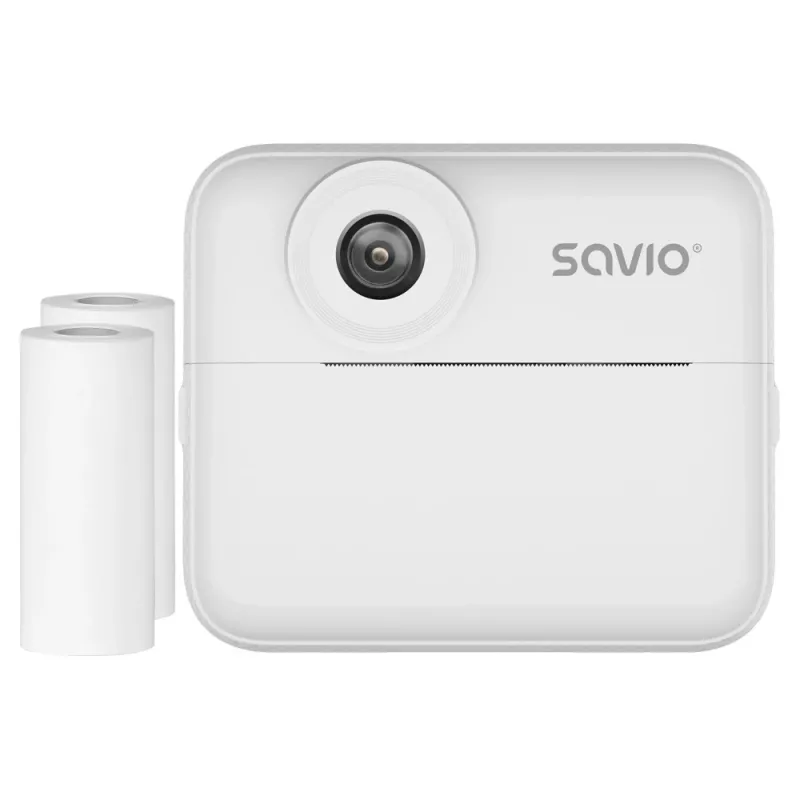 Momentfoto kamera bērniem SAVIO AN-01, balta, 2,4 collu LCD, MicroSDHC līdz 32 GB, USB-C, 1200 mAh akumulators, bez iebūvētas zibspuldzes