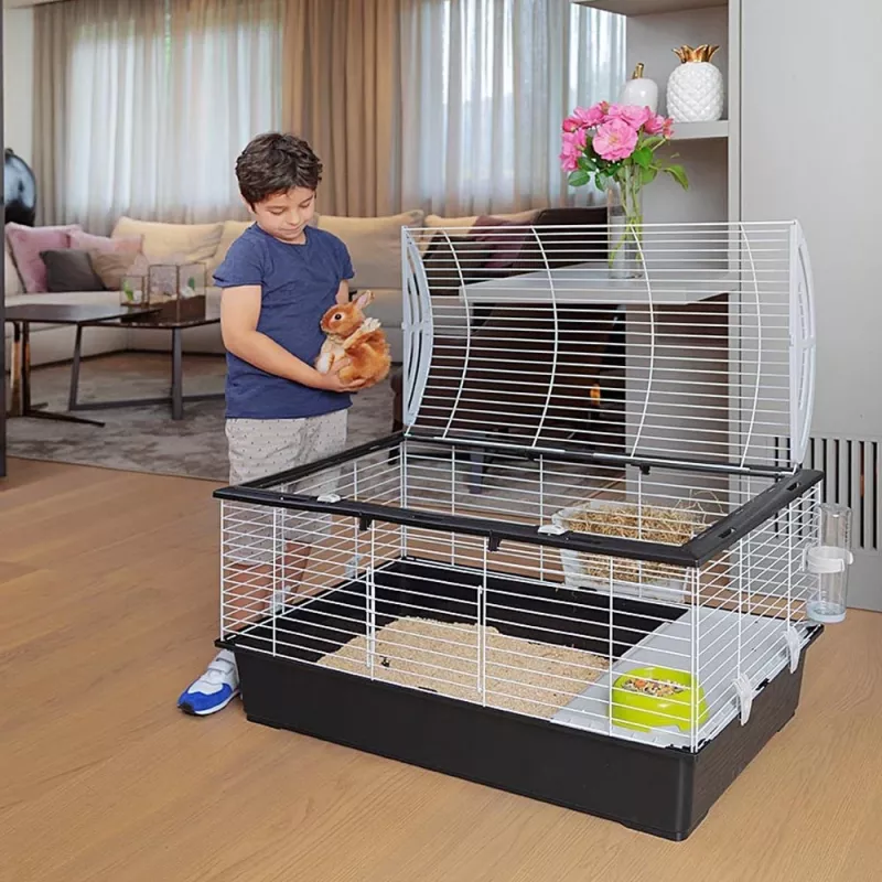 Būris FERPLAST Casita 100 Trušiem un Jūrascūciņām, Metāls/Plastmasa, 960×570×560 mm, Taupe/Balts