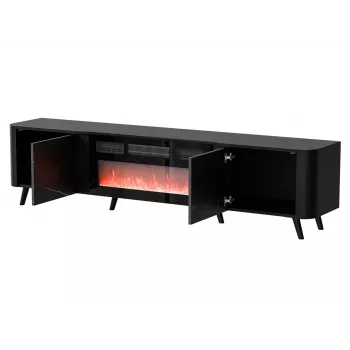 TV skapis Cama Meble Volare 200 x 39 x 49 cm, melns/san sebastian ar kamīnu