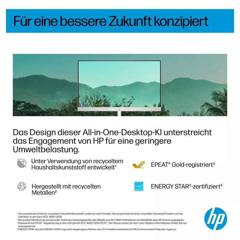HP AI 27-cr2275ng - Viss vienā (pilnīgs risinājums) - Core Ultra 7 255U - RAM 16 GB - SSD 512 GB - NVMe - Intel Graphics - 1GbE, Bluetooth 5.3, Wi-Fi 6 - WLAN: 802.11a/b/g/n/ac/ax,