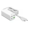 MediaRange MRMA124 mobilās ierīces lādētājs 100W AC, 3x USB-C, 100–240V ieeja, 1,5 m kabelis, Balts