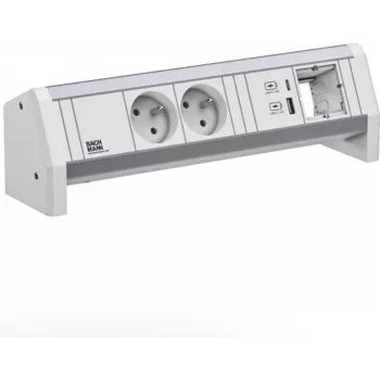 Strāvas sadalītājs Bachmann DESK 2xUTE modelis 902.0298 — galda strāvas sadale ar 2 UTE ligzdām