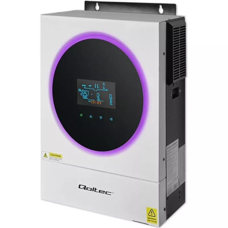 Qoltec, sprieguma pārveidotājs, hibrīda saules invertors Off-Grid 4kVA 4kW 120A MPPT LCD Wi-Fi BMS Sinus