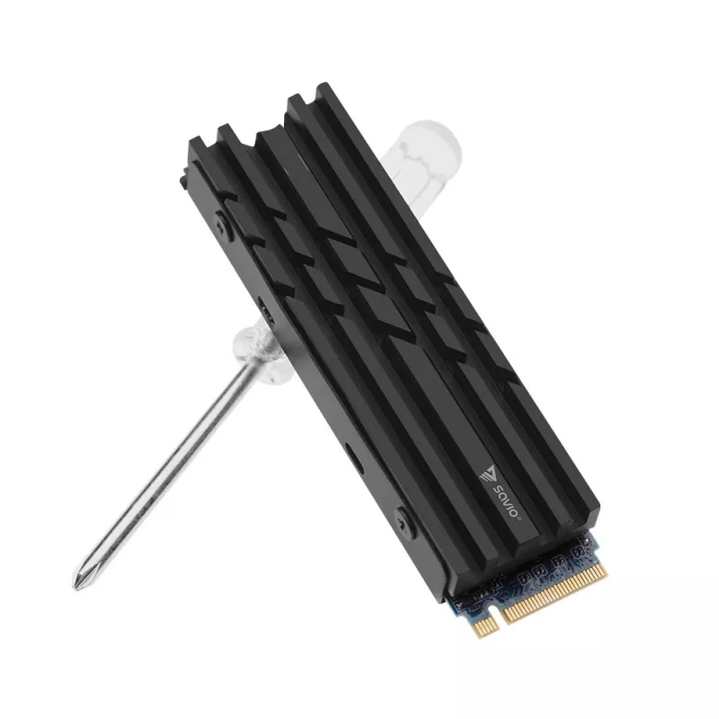 Gaisa dzesētājs SAVIO M.2 NVMe 2280 AK-60 melns radiators 22x80 mm SSD