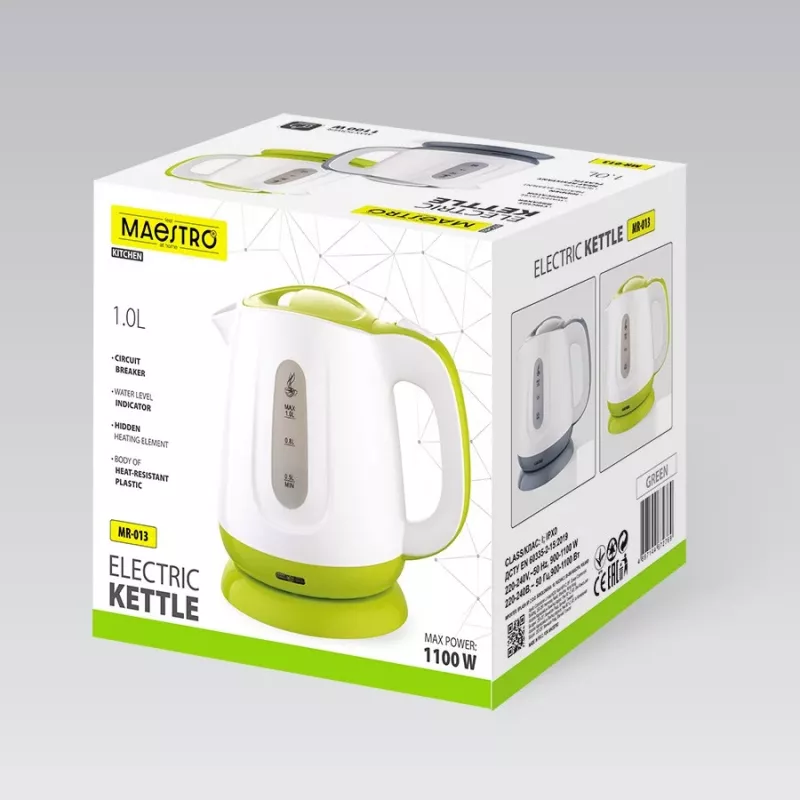 Elektriskā tējkanna MAESTRO MR013 1 L 1100 W (MR-013-GREEN) Zaļa, Balta