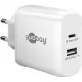 USB-C Dual-Fast lādētājs, PD, GaN, 65 vati (balts, 1x USB-C, 1x USB-A, Power Delivery)