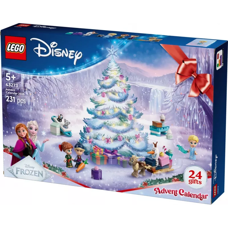 LEGO Disney Frozen Adventes kalendāra 2025 konstrukciju rotaļlieta, komplekts 43273 — 231 detaļa, 4 minifigūriņas, vecumam 5+