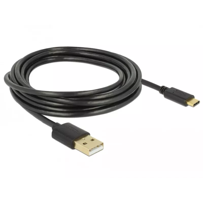 USB kabelis DeLOCK 85209 USB 2.0 3 m USB A USB C Melns