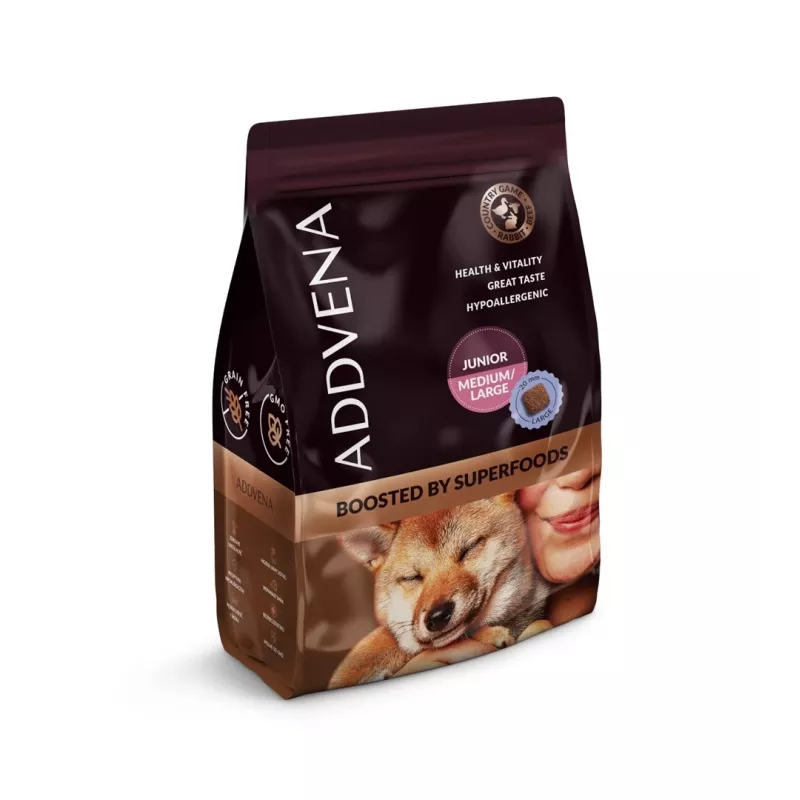 ADDVENA Boosted by superfoods Junior Medium/Large Beef - sausā suņu barība - 2,5 kg