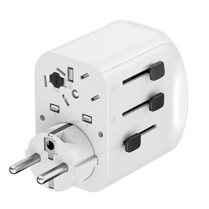 Ceļojumu adapteris GEMBIRD TPA-EU2A1C15-01-W — 15 W, E tipa kontaktdakša, 2× USB-A + 1× USB-C, 100–250 V