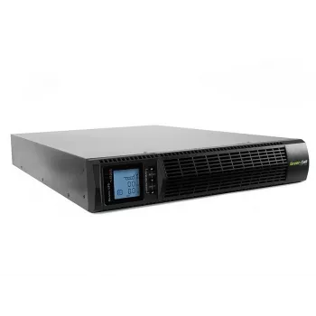 Nepārtrauktās barošanas avots zaļa Cell UPS15 — tiešsaistes dubultpārveidošana 3 kVA (2700 W), 6 maiņstrāvas ligzdas, tīrs sinuss, LCD, tornis, 6×12V/9 Ah baterijas