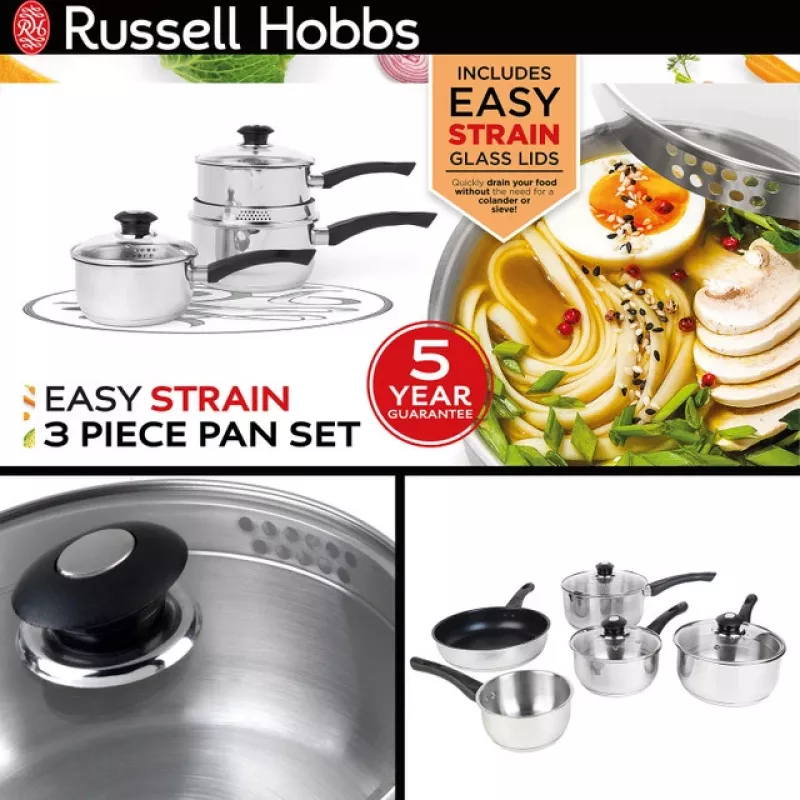Trauku komplekts Russell Hobbs RH00542EU7 — 3 gab. nepiedegošās pannas, mazgājamas trauku mazgājamajā mašīnā
