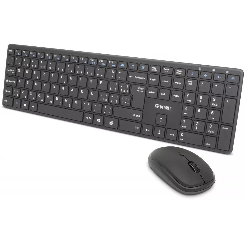 Bezvadu tastatūras un peles komplekts YENKEE YKB 2008CS — 2,4 GHz USB, kompakts izkārtojums