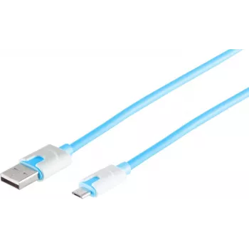 USB kabelis S/CONN 14-50013 USB 2.0 2m USB A Micro-USB B Zils