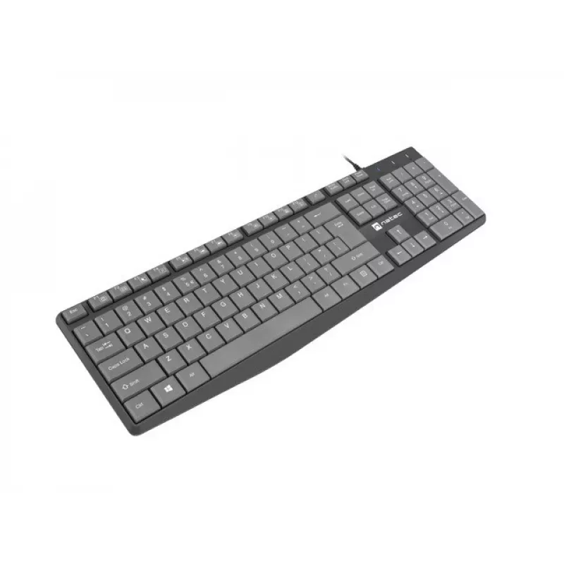 Vadu pilna izmēra tastatūra NATEC NKL-1507 USB QWERTY US International pelēka/melna, 105 taustiņi, cipartastatūra