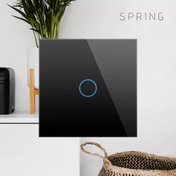 Viena kontakta pieskāriena slēdzis Spring modelis 0 melna stikla apdare