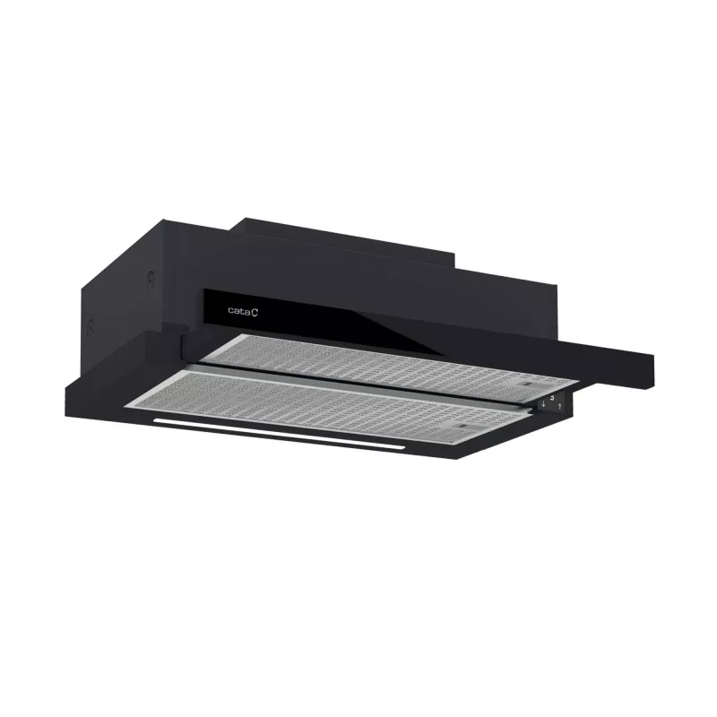 Daļēji iebūvējams (izvelkams) tvaika nosūcējs CATA TFH 6830 GBK — 600 mm, 600 m³/h, melns, skārienvadība