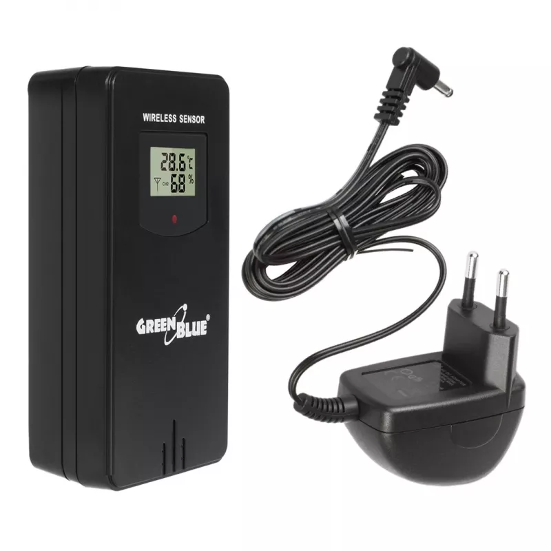 Bezvadu meteostacija GreenBlue GB540N — iekštelpu un āra temperatūras un mitruma monitorings