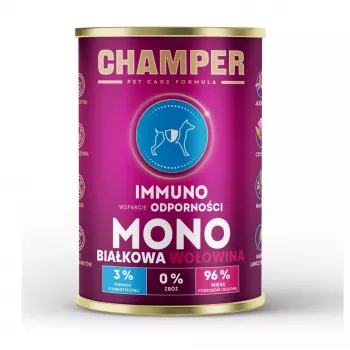 CHAMPER Immuno Monoprotein Beef - mitrā suņu barība - 400g