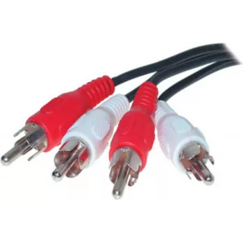 S/CONN 2 x 2 RCA 10 m audio kabelis melns sarkans balts vīrišķais vīrišķais