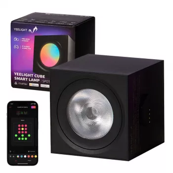 Viedā galda lampa Yeelight Cube — daudzkrāsu, Wi-Fi/Bluetooth, 2,4 GHz, Bluetooth 5.0, maiņstrāva 100–240 V, 1,5 m kabelis, melna
