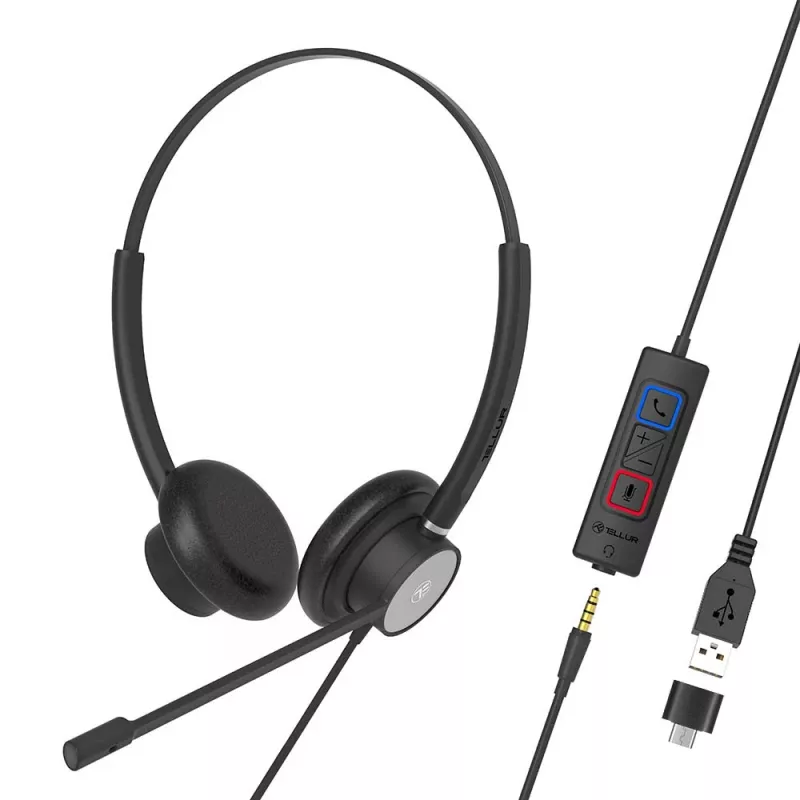 Austiņas Tellur Voice 420 vadu austiņas binaurālas melnas TLL411006