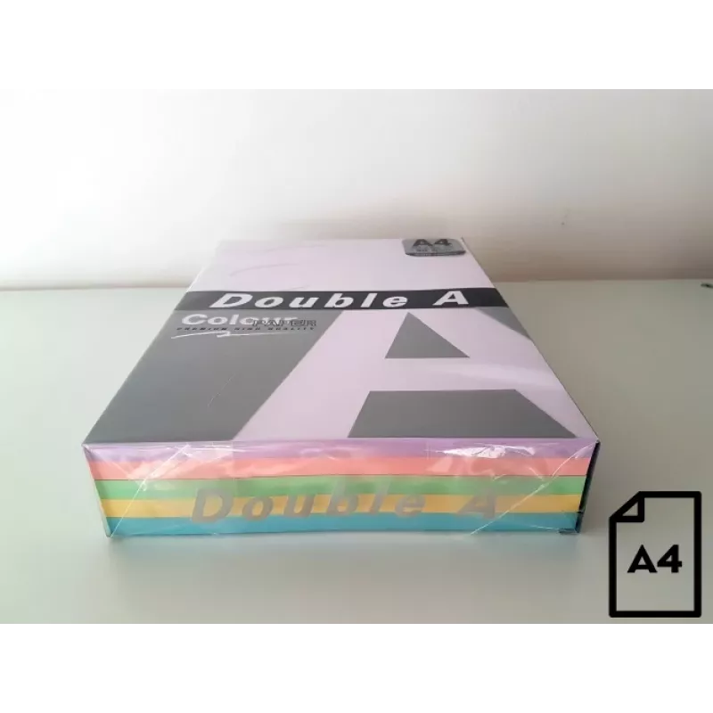 Krāsains papīrs Double A, 80g, A4, 100 loksnes, Rainbow 3, 5 krāsas