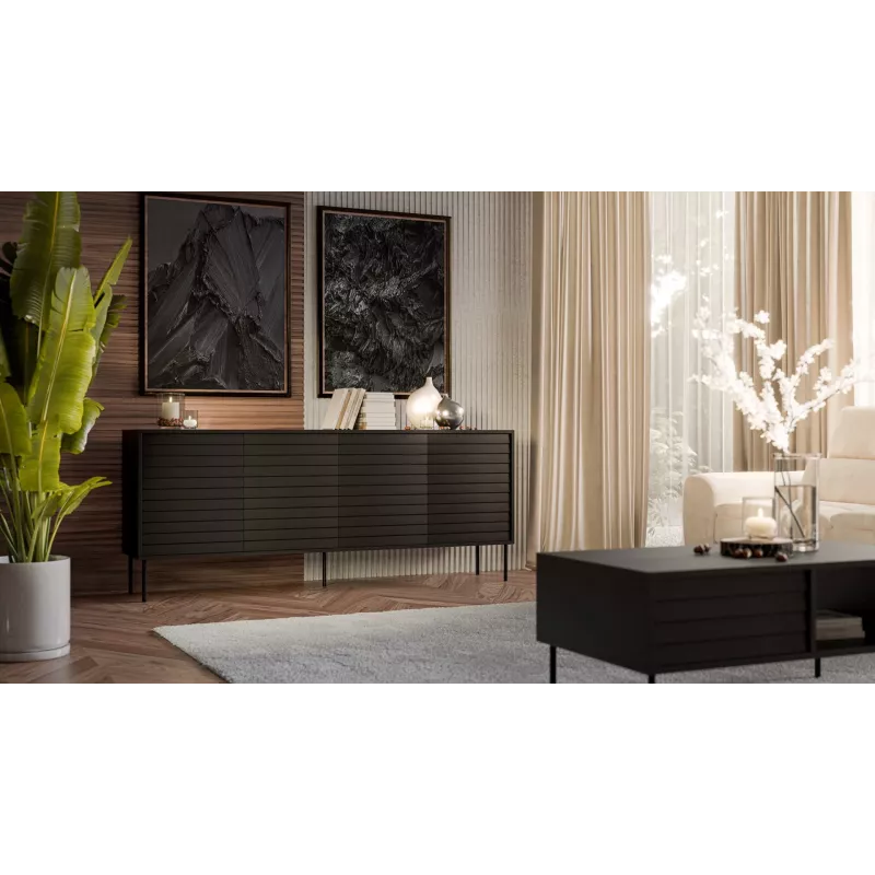 Kumode cama meble Cama 4D CORTINA — 2000×400×810 mm, melna, skaidu plātne