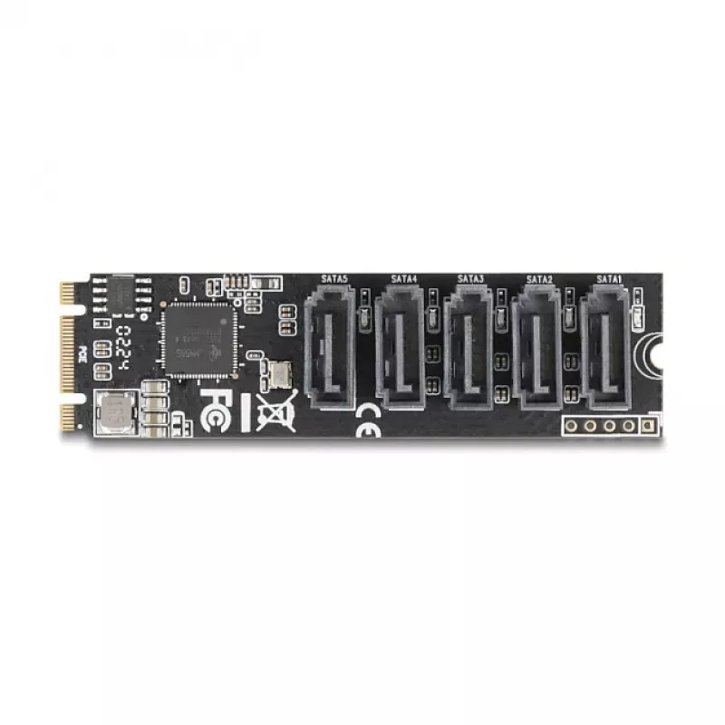 Iekšējais SATA adapteris DELOCK 64241 M.2 (Key B+M) uz 5x SATA ar JMicron JMB585, LED indikatori, priekš datora
