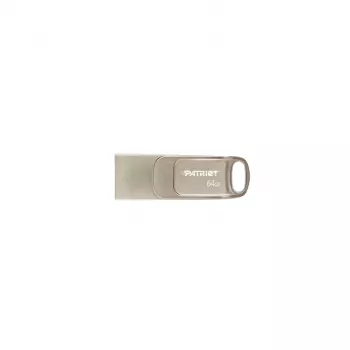 USB zibatmiņa PATRIOT PS64GT560DS5D 64 GB USB 3.2 (USB-A & USB-C), grozāms cinka sakausējuma korpuss, sudraba krāsa