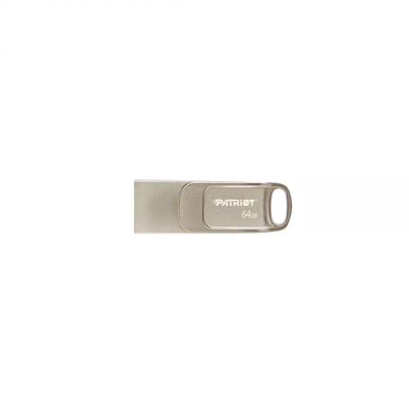 USB zibatmiņa PATRIOT PS64GT560DS5D 64 GB USB 3.2 (USB-A & USB-C), grozāms cinka sakausējuma korpuss, sudraba krāsa