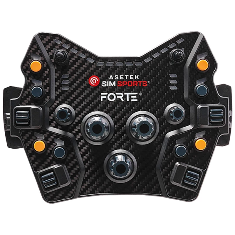 Pogu panelis Asetek SimSports Forte GT — kompakts sacīkšu vadības panelis ar konfigurējamām pogām un rotācijas kodētājiem