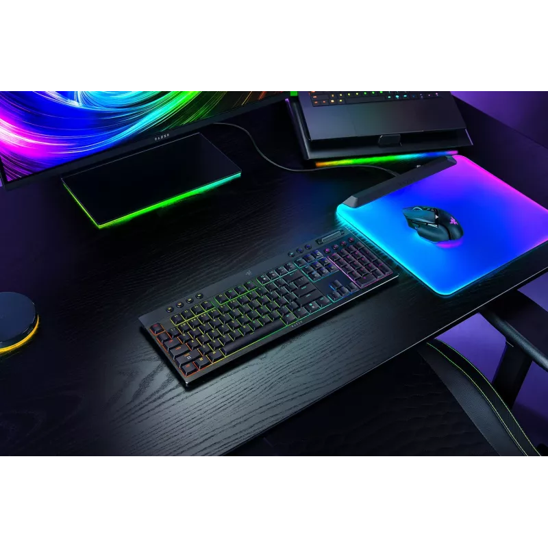 Spēļu klaviatūra Razer MelnsWidow V4 Low-profile Wireless — zema profila mehāniskie taustiņi, Bluetooth un 2,4 GHz