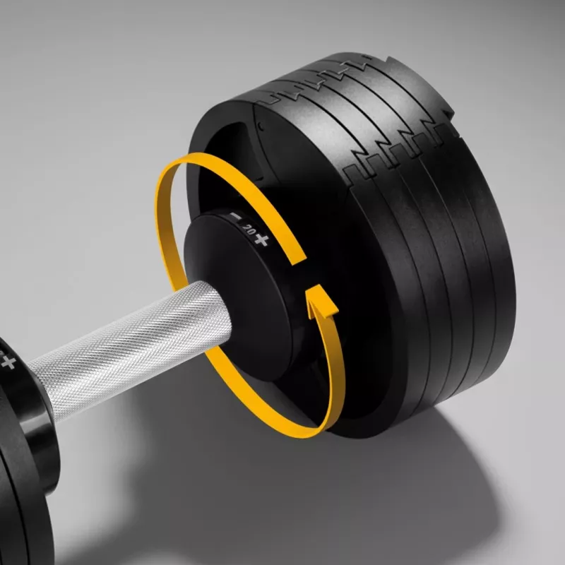 Regulējama čuguna hantele Rebel Active 36 kg, automātiska 2 kg soļu regulēšana