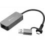 USB-C/A adapteris SANDBERG 136-68 ar 2,5 GbE RJ45 Ethernet portu