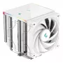 Gaisa dzesētājs DeepCool AK620 Digital SE balta — divi 120 mm ventilatori, 6 siltuma caurules, PWM, LGA 1700 atbalsts, iebūvēts displejs