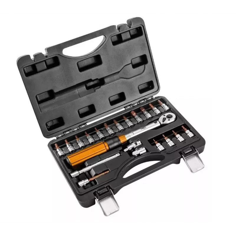 Neo Tools 1/4 divvirzienu griezes momenta atslēga, 5-25NM, 21 gab. komplekts