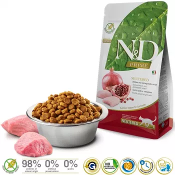 FARMINA N&D Prime Neutered Chicken&Pomegranate Adult - sausā kaķu barība - 5 kg