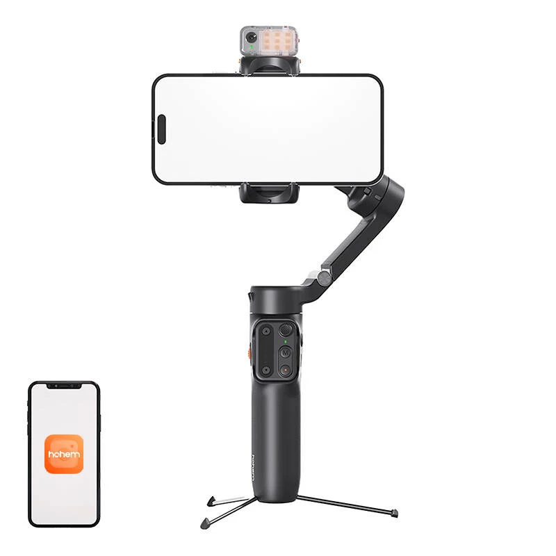 3‑asu viedtālruņa stabilizators Hohem iSteady V3 Kit — melns, viegls, 3‑asu stabilizācija