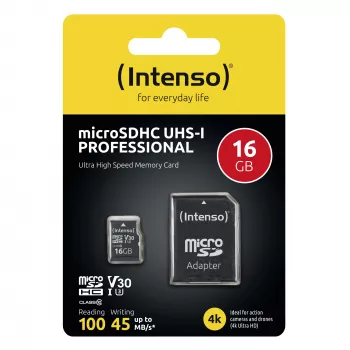 ATMIŅA MICRO SDHC 16GB C10/W/ADAPTER 3433470 INTENSO
