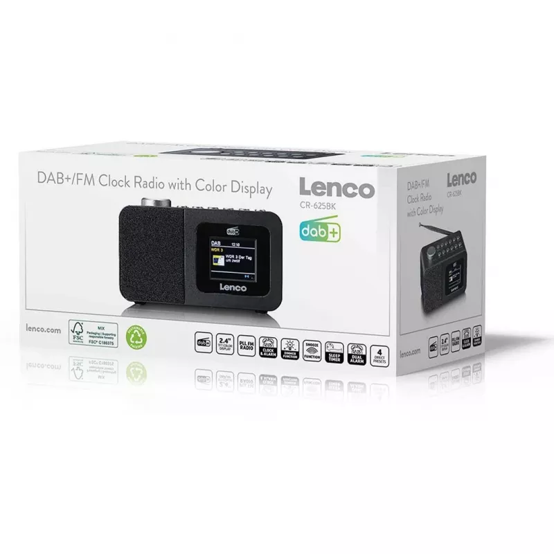 Galda radio Lenco CR-625BK — FM/AM uztvērējs ar Bluetooth, melns